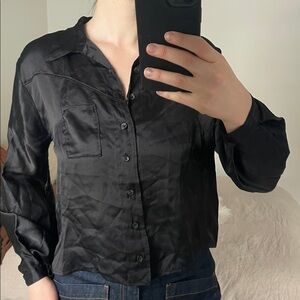 Été Noir Silk Women’s Blouse, Black